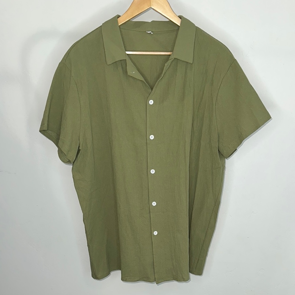 Olive Green Button-Up Shirt